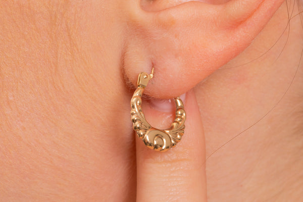 Skull Mini Creole Hoop Earrings in Light Gold