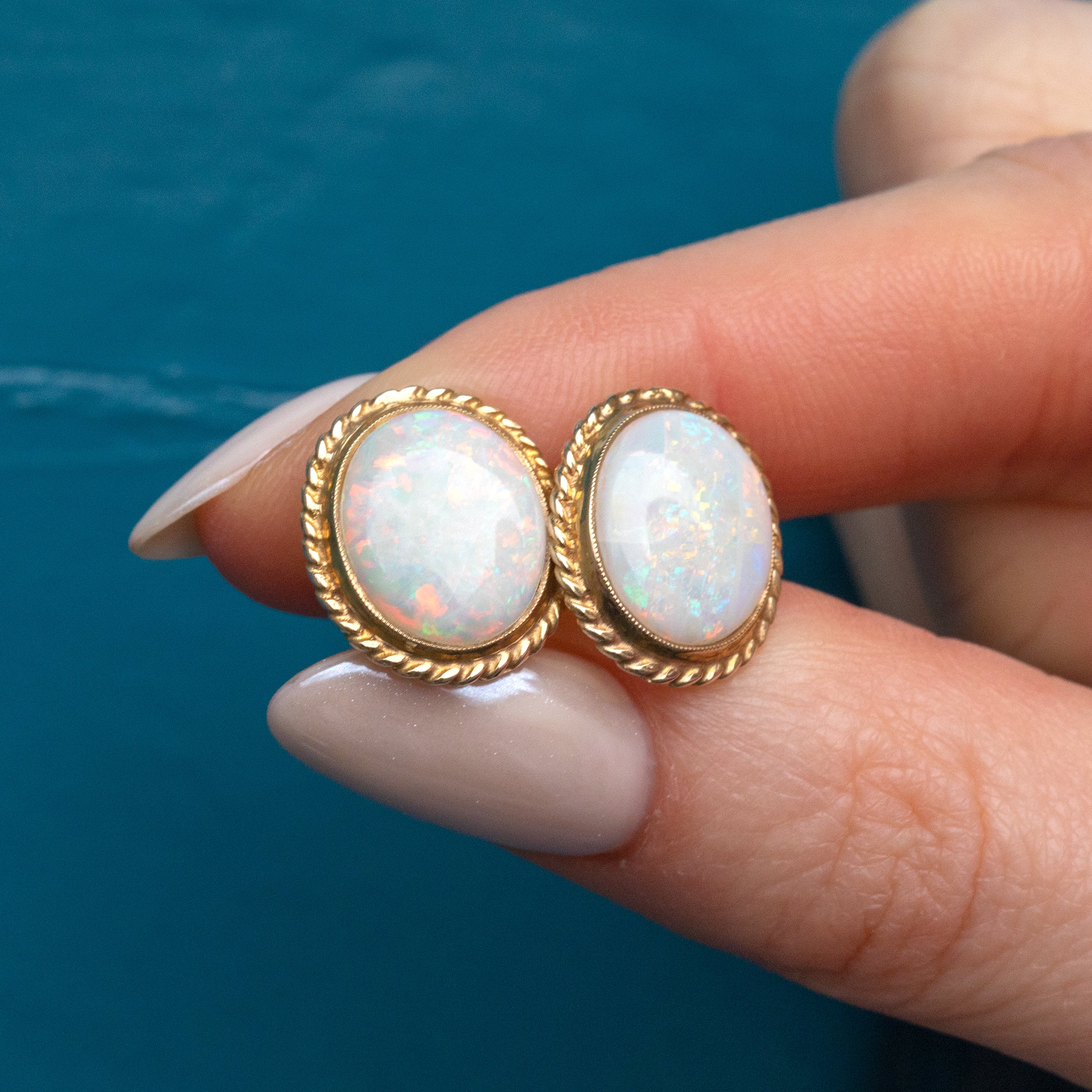 9ct gold deals opal stud earrings