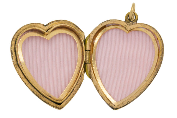 Rare Victorian Engraved Heart Locket Bracelet - A.A. Greene Gold