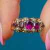 Victorian 9ct Gold Garnet Pearl Five Stone Ring