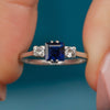 Art Deco 18ct Gold & Platinum Sapphire Diamond Trilogy Ring