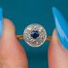 Art Deco 18ct Gold Sapphire Diamond Star Cluster Ring