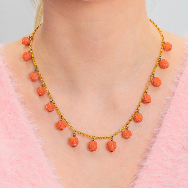 Vintage Gorgeous Coral 5mm Bead Necklace hotsell 23.5