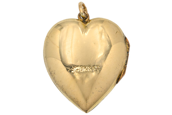 Antique 9ct Gold Engraved Heart Locket Lillicoco