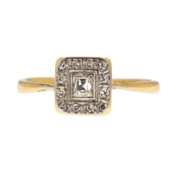 Art Deco 18ct Gold & Platinum Diamond Panel Ring – Lillicoco
