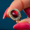 Georgian 9ct Gold Garnet & Seed Pearl Mourning Ring, dated 1803