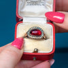 Georgian 9ct Gold Garnet & Seed Pearl Mourning Ring, dated 1803
