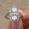 Art Deco 18ct White Gold European Cut Diamond Toi-et-Moi Ring, 1.00ct