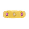 Antique 18ct Gold Ruby Diamond Gypsy Ring