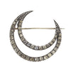 Victorian Silver Paste Double Row Crescent Moon Brooch