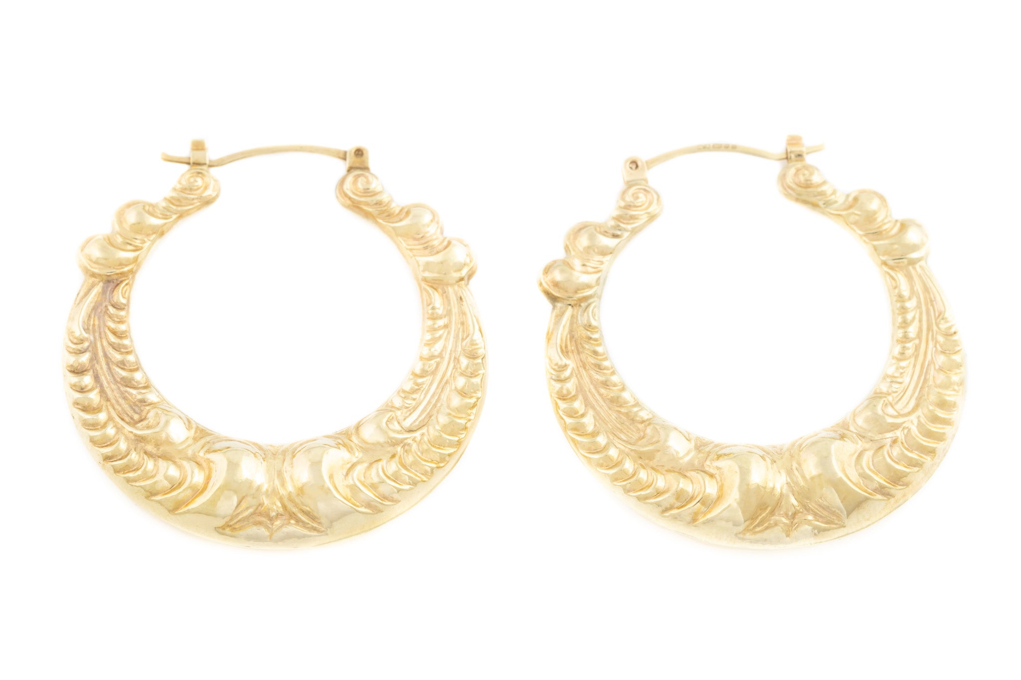 Antique 18K Gold Victorian Creole Hoop Earrings