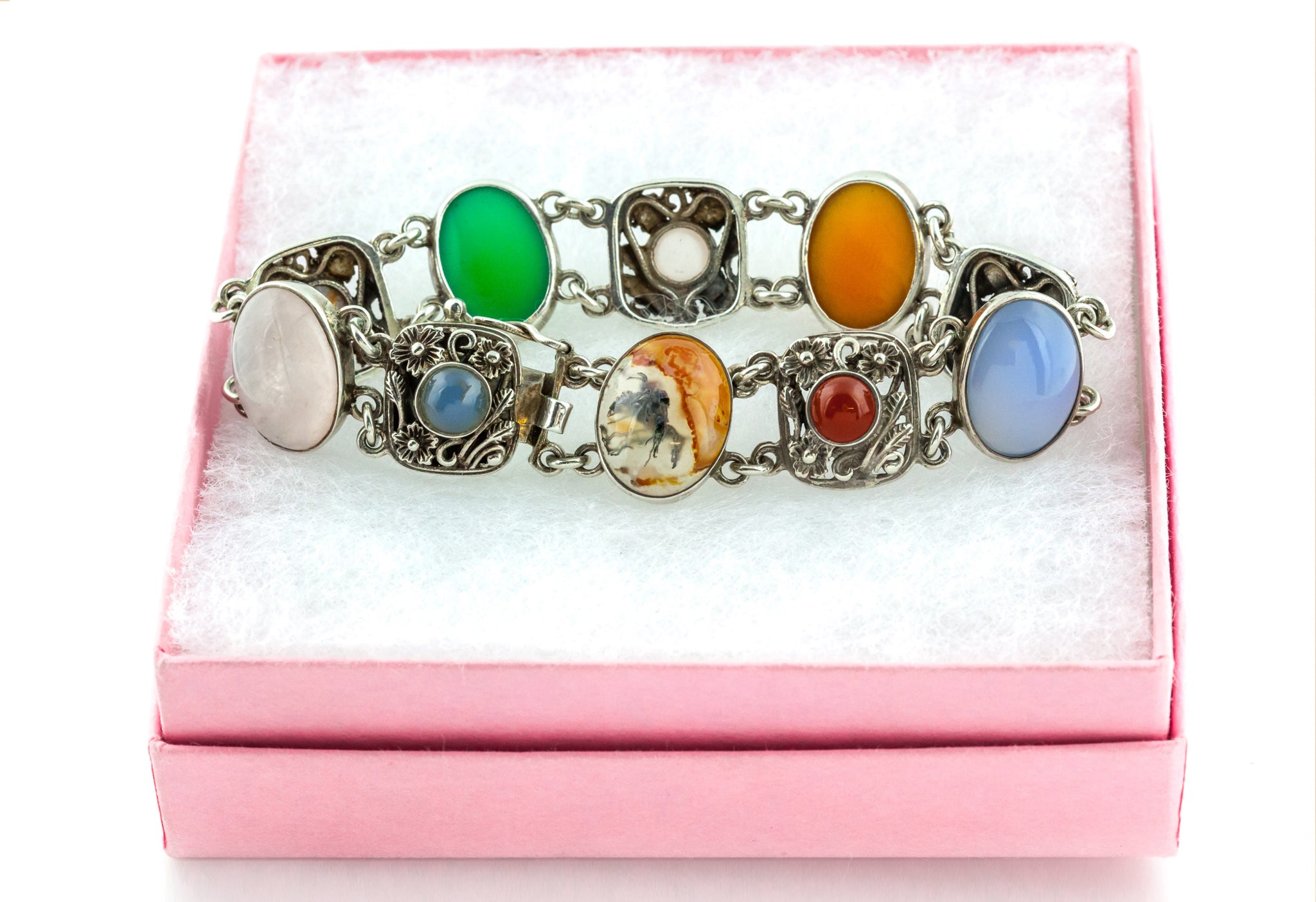 Arts & Crafts Silver Gilt Gemstone Scarab Bracelet - Koblenz & Co. Antique  & Estate Jewelry