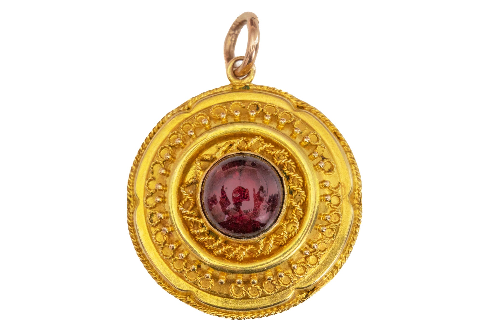 42991 - Victorian Circa 1860 Etruscan Revival Gold Flower Locket