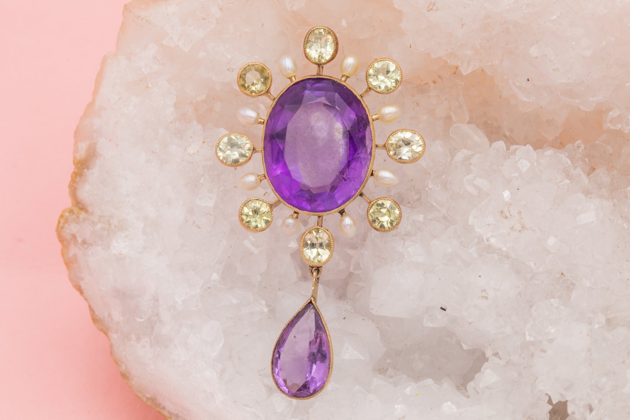 19th Century Pendant Featuring An 45ct Amethyst Under A Sapphire Crown