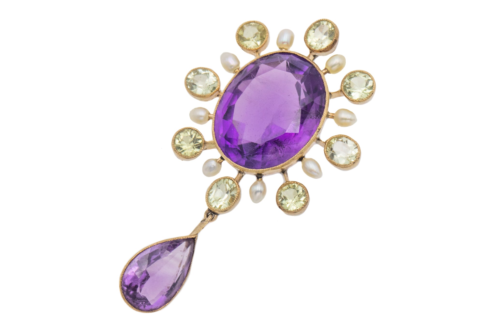 19th Century Pendant Featuring an 45ct Amethyst under a Sapphire Crown For  Sale at 1stDibs