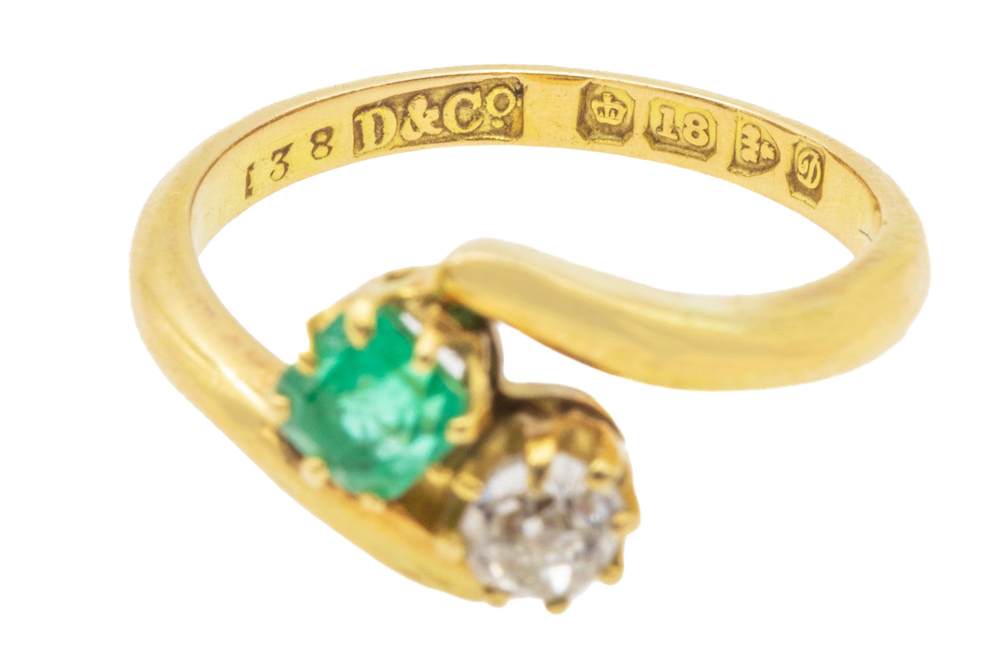 Antique Edwardian Diamond and Emerald Toi et Moi Ring – KFK, Inc.